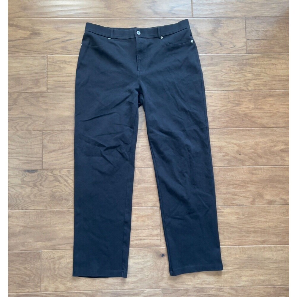 Isaac Mizrahi Live! Pants Women's Size 16 Black Ponte Knit Straight Leg